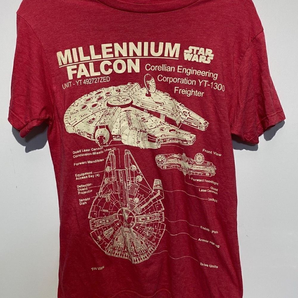 Star Wars Men's Graphic Spaceship Print Short‎ Sleeve Red T-Shirt Size S/M